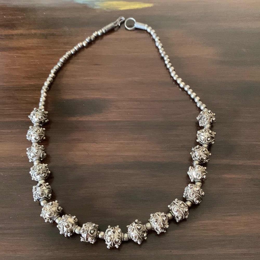 Vintage Silver Tone Ethnic Necklace
